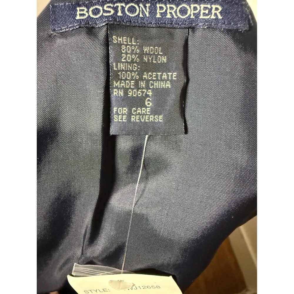 Boston Proper Military Jacket Navy Wool Blend Brass Crest Buttons Tailored 6 - Picture 4 of 4